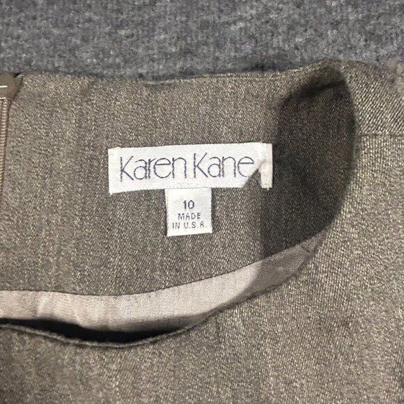 Vintage Karen Kane Sheath Dress Size 10 100% Wool Made in USA Brown Grey READ - Picture 6 of 16
